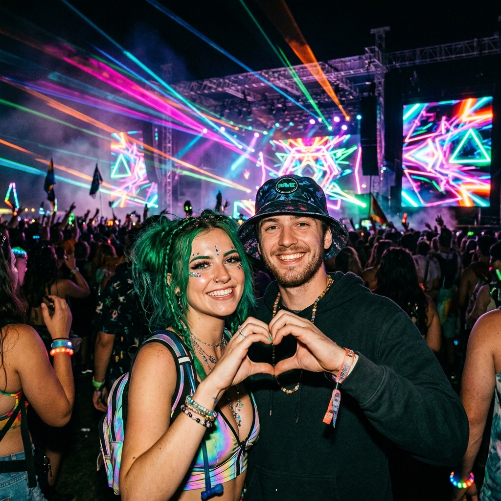 Ravers enjoying a festival in a protected safe space