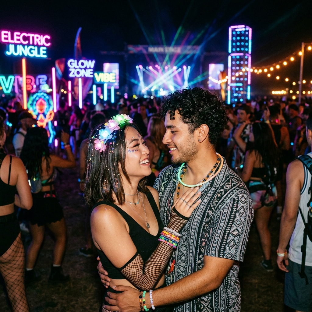 A rave couple anchoring their Rave Fam